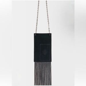 NWT Maje Black Leather Suede Embellished Phone Bag